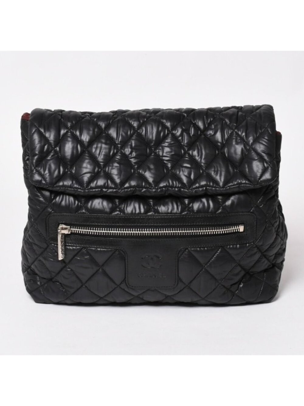 Chanel Coco Cocoon Backpack Leather Black Silver